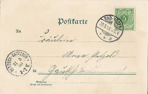 AK Gruss von der Kaiser-Wilhelms-Burg. Bad Koesen Litho ca. 1898, gebraucht, gut