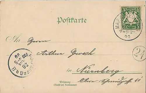 AK Gruss aus Markt-Redwitz. Redwitzer Wappen. Lithografie. ca. 1899, gut