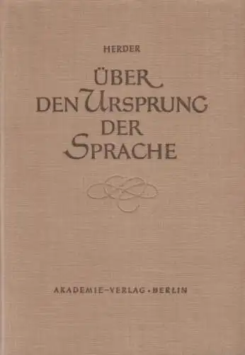 Buch: Über den Ursprung der Spache, Herder, Johann Gottfried. 1959