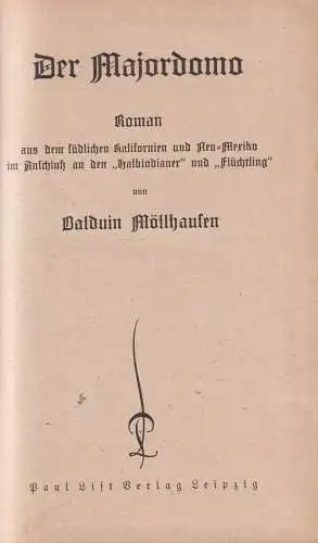Buch: Der Majordomo, Roman aus dem südlichen... Balduin Möllhausen, 1909, List