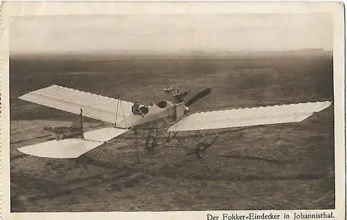 AK Der Fokker-Eindecker in Johannisthal. ca. 1914, Luftfahrt, gebraucht, gut