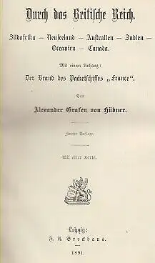 Buch: Durch das Britische Reich, Hübner, Alexander Graf von. 1891