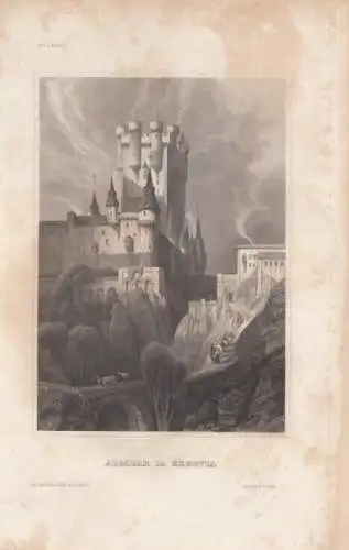 Alcazar in Segovia. aus Meyers Universum, Stahlstich. Kunstgrafik, 1850