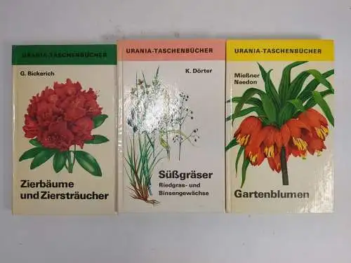 3x Urania Taschenbücher: Süßgräser; Zierbäume und Ziersträucher; Gartenblumen