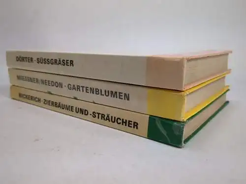 3x Urania Taschenbücher: Süßgräser; Zierbäume und Ziersträucher; Gartenblumen