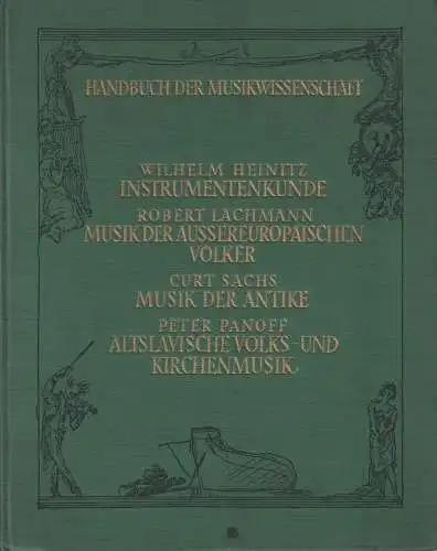 Buch: Handbuch der Musikwissenschaften, Heinitz, Wilhelm u.a., 1929
