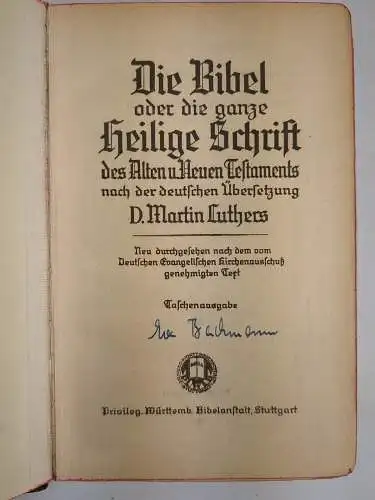 Biblia: Konkordanz-Bibel, Privilegierte Württembergische Bibelanstalt, Bibel