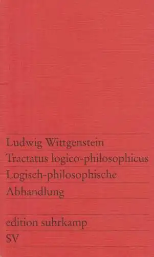 Buch: Tractatus logico-philosophicus, Wittgenstein, Ludwig. 1968, Suhrkamp