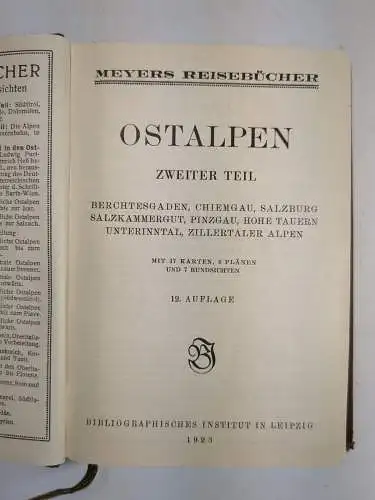 Buch: Ostalpen. Zweiter Teil, Meyers. Meyers Reisebücher, 1923, gebraucht, gut