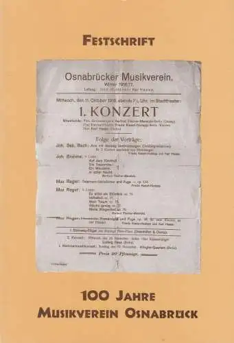 Buch: 100 Jahre Musikverein Osnabrück. 1999, Musikverein Osnabrück, Festschrift