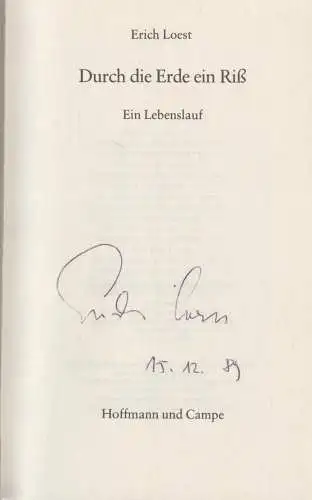 Buch: Durch die Erde ein Riss, Loest, Erich. 1981, Hoffmann und Campe Verlag
