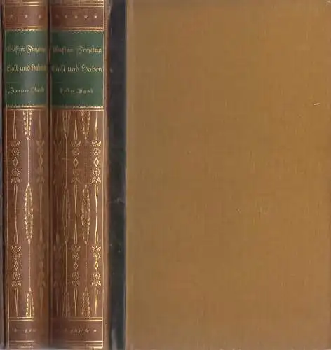 Buch: Soll und Haben, Freytag, Gustav, 1917, Hirzel, Roman, 6 Bücher, 2 Bände