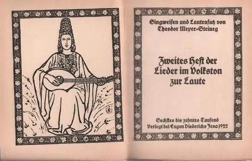 Heft: Lieder im Volkston zur Laute. Zweites Heft, Theodor Meyer-Steineg, 1922