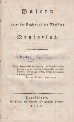 Buch: Baiern unter der Regierung des Ministers Montgelas. 1813, gebraucht, gut