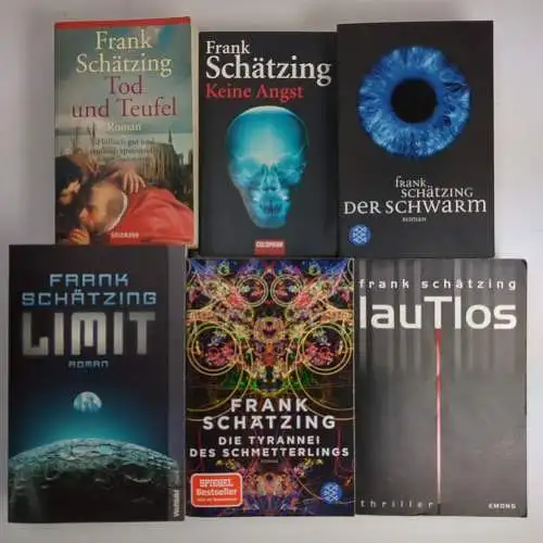 6 Bücher Frank Schätzing: Lautlos, Keine Angst, Tod und Teufel, Limit, Schwarm..