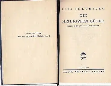 Buch: Die Heiligsten Güter, Ehrenburg, Ilja. Ausgewählte Werke in Einzelausgaben