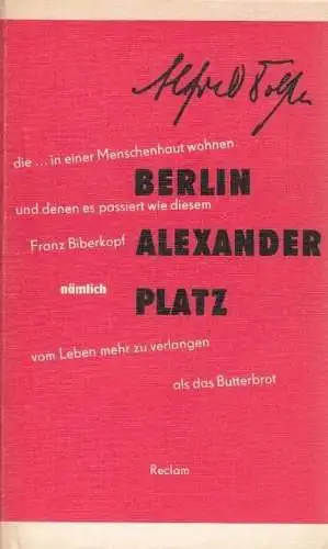 Buch: Berlin Alexanderplatz, Döblin, Alfred. Reclams Universal-Bibliothek, 1977