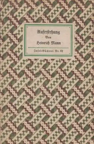 Insel-Bücherei 62, Auferstehung, Mann, Heinrich, Insel-Verlag, Novelle