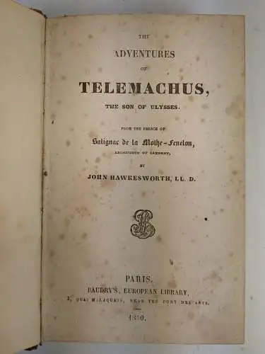 Buch: The Adventures of Telemachus, Salignac de la Mothe-Fenelon, 1850, Baudry