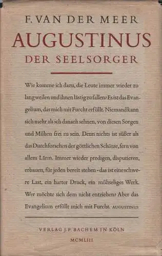 Buch: Augustinus der Seelsorger, Van der Meer, 1953, gebraucht, gut