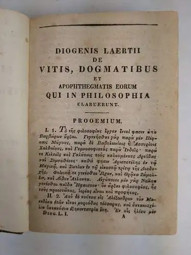 Buch: Diogenis Laertii de Vitis Philosophorum Libri X, Laertios, 1833, Tauchnitz