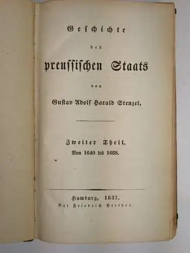 Buch: Geschichte des preußischen Staats, zweiter Theil, Stenzel, 1837, Perthes