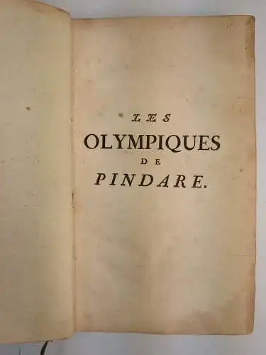 Buch: Les Olympiques, Pindar, 1754, Aime Delaroche, Traduites En Francois