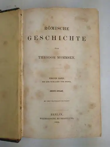 Buch: Römische Geschichte, Band 1, Theodor Mommsen, 1856, Weidmannsche