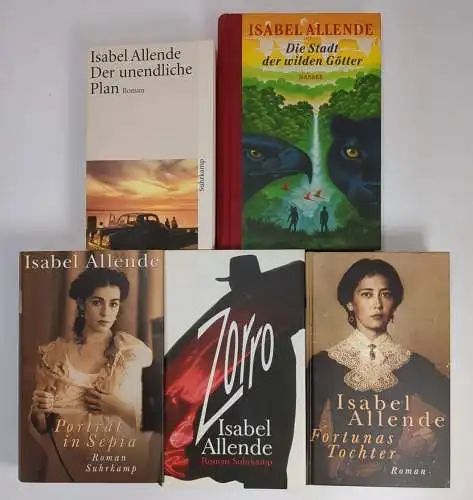 5 Bücher Isabel Allende, Romane, Porträt in Sepia, Fortunas Tochter, Zoro ...