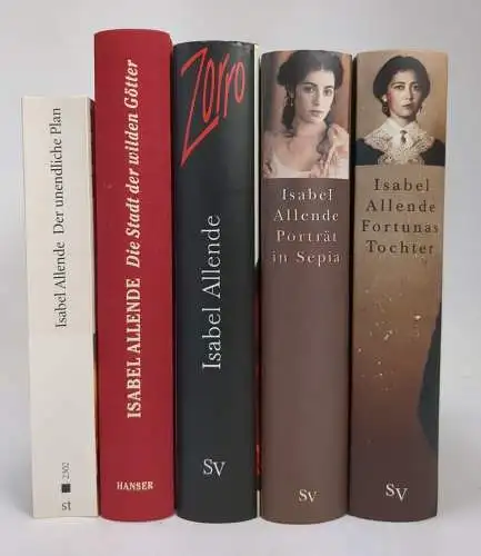 5 Bücher Isabel Allende, Romane, Porträt in Sepia, Fortunas Tochter, Zoro ...