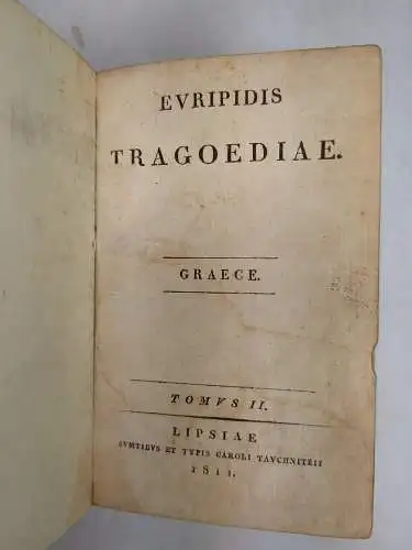 Buch: Euripides - Tragoediae. Tomus II, 1811, Tauchnitz, Hippolytus ...