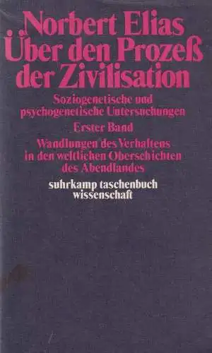 Buch: Über den Prozess der Zivilisation Band 1, Elias, Norbert. 1985, Suhrkamp