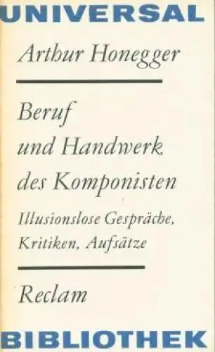 Buch: Beruf und Handwerk des Komponisten, Honegger, Arthur. 1980, gebraucht, gut