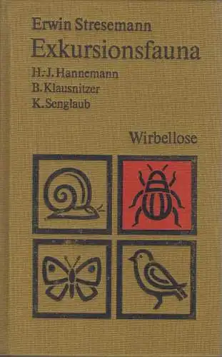 Buch: Exkursionsfauna für die Gebiete der DDR und der BRD, Stresemann. 1989