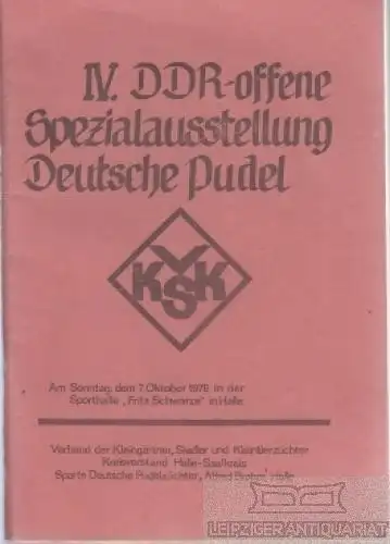 Buch: IV.DDR-offene Spezialausstellung Deutsche Pudel, Schneider, Wolfgang. 1979