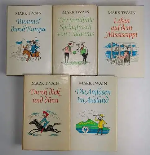 5 Bücher Mark Twain Romane, Bummel, Springfrosch, Mississippi, dick & dünn ...