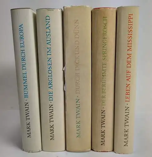5 Bücher Mark Twain Romane, Bummel, Springfrosch, Mississippi, dick & dünn ...