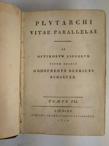 Buch: Plutarchi Vitae Parallelae, Plutarch. Tomus VII, 1814, Carl Tauchnitz