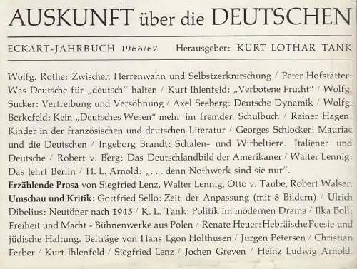 Buch: Eckart-Jahrbuch 1966/67, Tank, Kurt Lothar. 1966, Eckart-Verlag