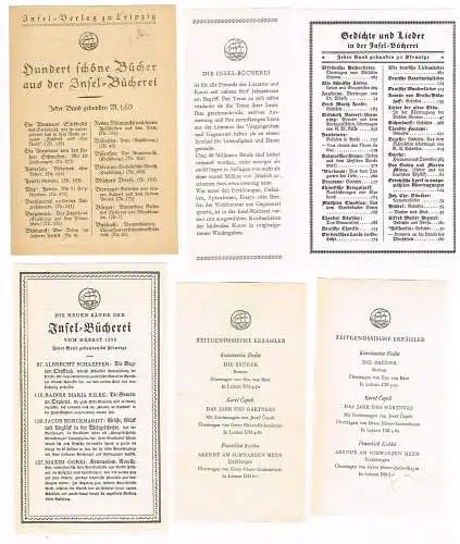 11 Blätter des Insel Verlags, Verlagswerbung, Werbeblatt, Buchvorschau