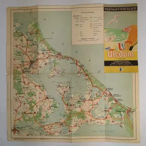 Landkarte:Schaffmann's Bäderkarte Insel Usedom, 1 : 100 000, Kurt Schaffmann