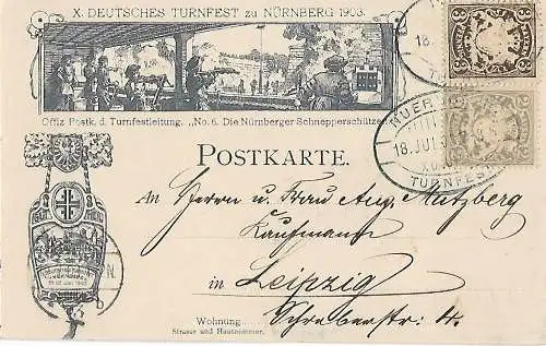 AK Die Nürnberger Schnepperschützen. ca. 1903, Feste, Postkarte, gebraucht, gut