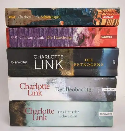5 Bücher Charlotte Link: Schattenspiel, Täuschung, Betrogene, Beobachter, Haus