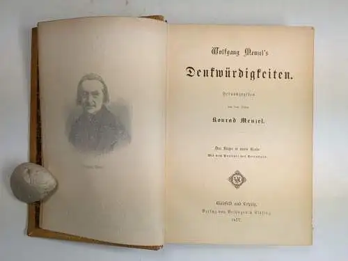 Buch: Wolfgang Menzel's Denkwürdigkeiten, 1877, Velhagen & Klasing, 3 in 1 Band