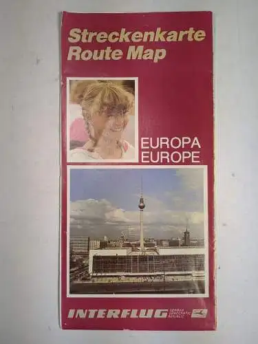 Karte: Streckenkarte Europa - Interflug, anonym, 1988, VEB Hermann Haack, gut