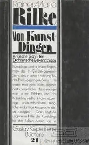 Buch: Von Kunst-Dingen, Rilke, Rainer Maria. Gustav Kiepenheuer  Bücherei, 1981