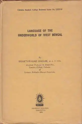Buch: Language of the Underworld of West Bengal, Mallik, Bhaktiprasad, 1972