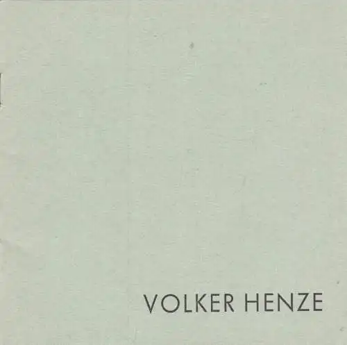 Buch: Volker Henze - Malerei, Zeichnungen, 1988, Galerie am Kamp
