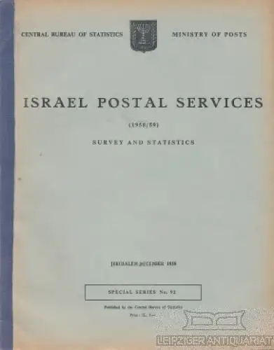 Buch: Israel Postal Services (1958/59), Bachi, R. Speciel Series, 1959