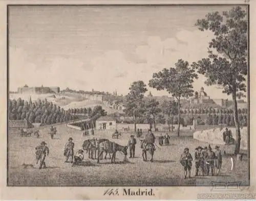 145. Madrid. Original-Lithographie. Grafik mit Passepartout, Hellfarth (Hrsg.)